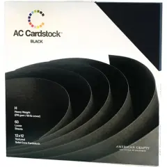 American Crafts&trade; 12" x 12" Textured Cardstock, 60 Sheets Solid Black