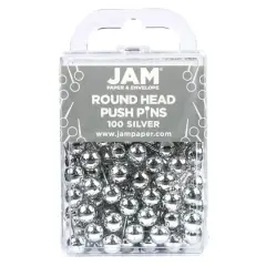 JAM Paper Colorful Round Push Pins, 100ct. Silver