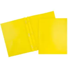 JAM Paper 9.5" x 11" Plastic 2 Pocket School POP Folders with Clasps, 6ct. Yellow