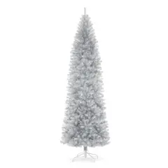 9ft. Unlit Silver Tinsel Artificial Christmas Tree