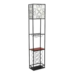 Elegant Designs&trade; 5ft. Black Organizer Storage Shelf and Wine Rack Floor Lamp