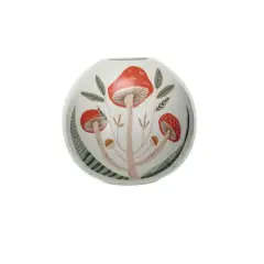 Hello Honey&reg; 5" Multicolor Mushrooms Round Stoneware Vase
