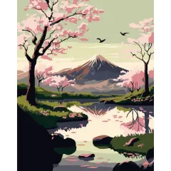 8" x 10" Mountain Cherry Blossoms Paint-by-Number Kit with Wood Display Hanger by Artist's Loft&reg;