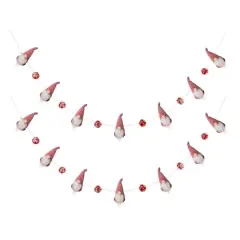 Glitzhome&reg; 6ft. Red & White Fabric Christmas Gnome Garland, 2ct.