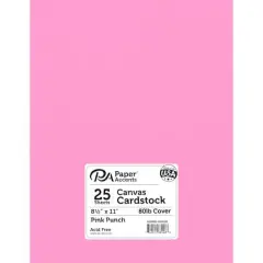 PA Paper&trade; Accents 8.5" x 11" 80lb. Canvas Cardstock Paper, 25 Sheets Pink Punch