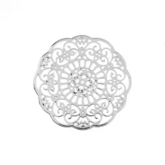 John Bead 31mm Silver Mandala Beadwork Pendants, 3ct.