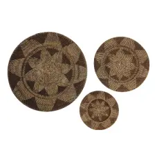 Brown Wicker Traditional Circle Wall D&eacute;cor Set