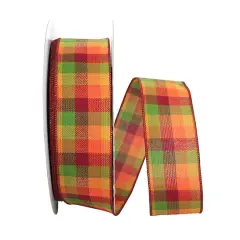 Reliant 2.5" x 50yd. Fall Check Wired Ribbon