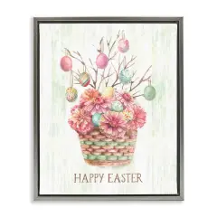 Stupell Industries Happy Easter Bouquet Floater Framed Art Gray