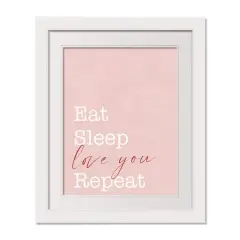 16" x 20" Eat Sleep Love White Framed Print Wall Art