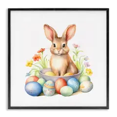 Stupell Industries Easter Bunny & Eggs Framed Giclee Art Black