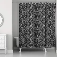 Contoured Leaves Shower Curtain Black