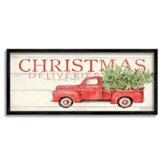 Stupell Industries Christmas Deliveries Red Truck Framed Giclee Art Black