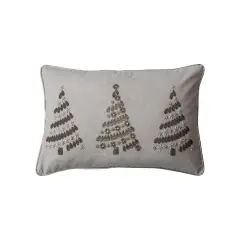 Hello Honey&reg; 24" x 16" Embroidered Bead Christmas Trees Lumbar Pillow with Gold Piping