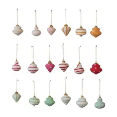 Hello Honey&reg; 3.5" Handmade Paper Mache Ornament Set with Metallic Gold Details