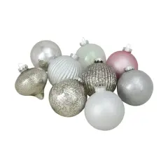 9ct. 3.75" Silver 3-Finish Glass Ball & Onion Ornaments