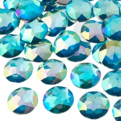John Bead 20mm AB Acrylic Round Flat Back Rhinestones, 200ct. Aqua AB