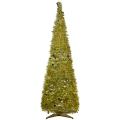 6ft. Unlit Gold Tinsel Pop-Up Artificial Christmas Tree