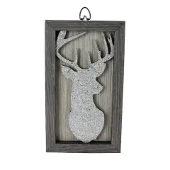 10.25" Silver Glittered Buck Silhouette Wall Box Frame