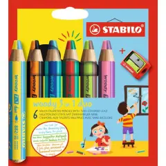 Stabilo&reg; Woody 3-in-1 Duo 7 Piece Colored Pencil Set