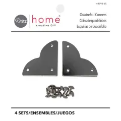 Dritz&reg; Home Small Nickel Smooth Quatrefoil Corners, 3 Pack