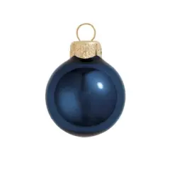 Whitehurst 40 Pack 1.5" Pearl Glass Ball Ornaments Midnight Blue
