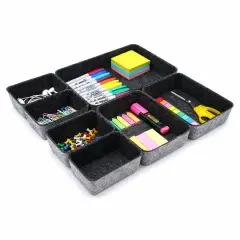 Welaxy Felt 7 Piece Drawer Organizer Tray Set Charcoal