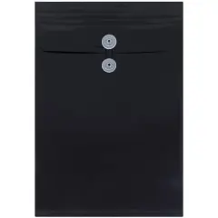 JAM Paper Legal Size Plastic Envelopes with Button & String Tie Closure, 12ct. Black
