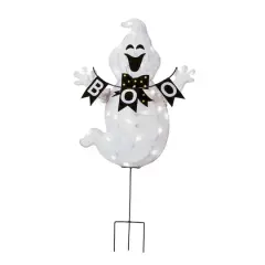 32" Pre-Lit Ghost With BOO Banner Garden Stake