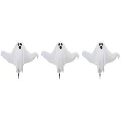 Lighted White Ghost Halloween Lawn Stakes Set, 3ct.