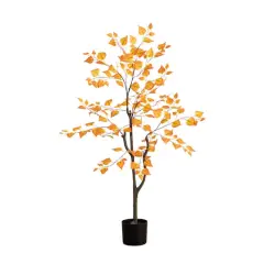 4ft. Orange Autumn Birch Leaf Artificial Potted Tree