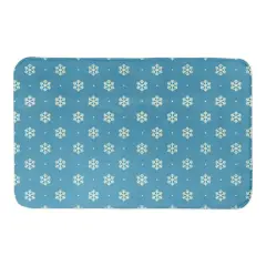 Designs Direct Simple Snowflake Dot On Blue Bath Mat, 34" x 21"