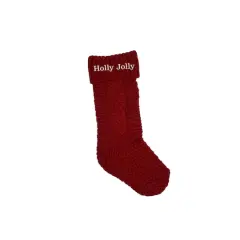18" Holly Jolly Cable Knit Stocking Red