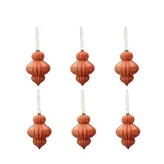 Hello Honey&reg; 6.25" Opaque Coral Glass Pleated Finial Ornaments, 6ct.