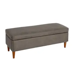 Hello Honey&reg; Atley Ash Gray Vegan Leather Upholstered Storage Bench