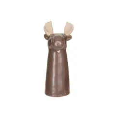 Hello Honey&reg; 8" Brown & Natural Stoneware Moose Vase