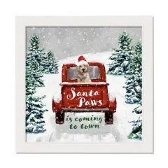 Santa Paws in Coming to Town White Framed Canvas Wall Art