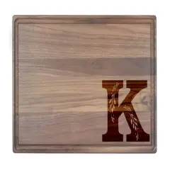 Floral Monogram Walnut Cutting Board K