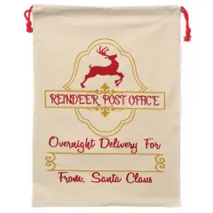 Personality Case&trade; 19" x 26" Reindeer Post Cotton Christmas Drawstring Bag