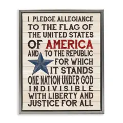 Stupell Industries Pledge of Allegiance Patriotic Floater Framed Art Gray