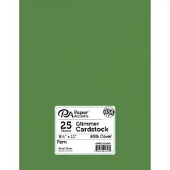 PA Paper&trade; Accents Glimmer 8.5" x 11" Cardstock, 25 Sheets Fern