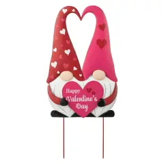 Glitzhome&reg; 30" Valentine's Metal Gnome Couple Yard Stake