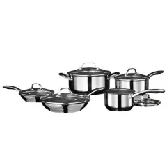 Stainless Steel Non-Stick 10-Piece Cookware Set With Stainless Steel Handles