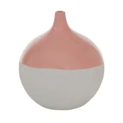 Pink Ceramic Modern Vase, 10" x 9" x 9"