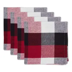 DII&reg; Tri-Color Check Dishcloths, 4ct. Cardinal Red