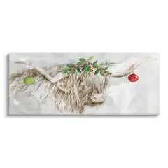 Stupell Industries Cattle with Christmas Ornaments Canvas Wall Art