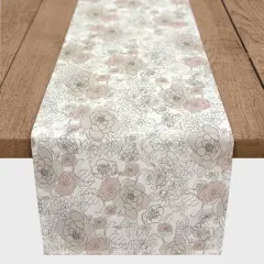 90" Multi Floral Cotton Twill Runner White