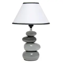 Simple Designs 17.5" Ceramic Stone Table Lamp Shades of Gray