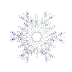 15" LED Pure White & Blue Snowflake Christmas Window Silhouette D&eacute;cor
