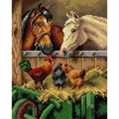 Orchidea Needlepoint Canvas For Halfstitch Without Yarn After Herbert Wiliam Weekes - Farmyard Friends - Printed Tapestry Canvas